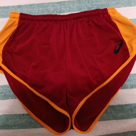 ASICS SHORTS, BURGUNDY w/ ORANGE TRIM, ASIAN SIZE "XO" (33" - 36") - (Pre-Owned) - Picture 1 of 8